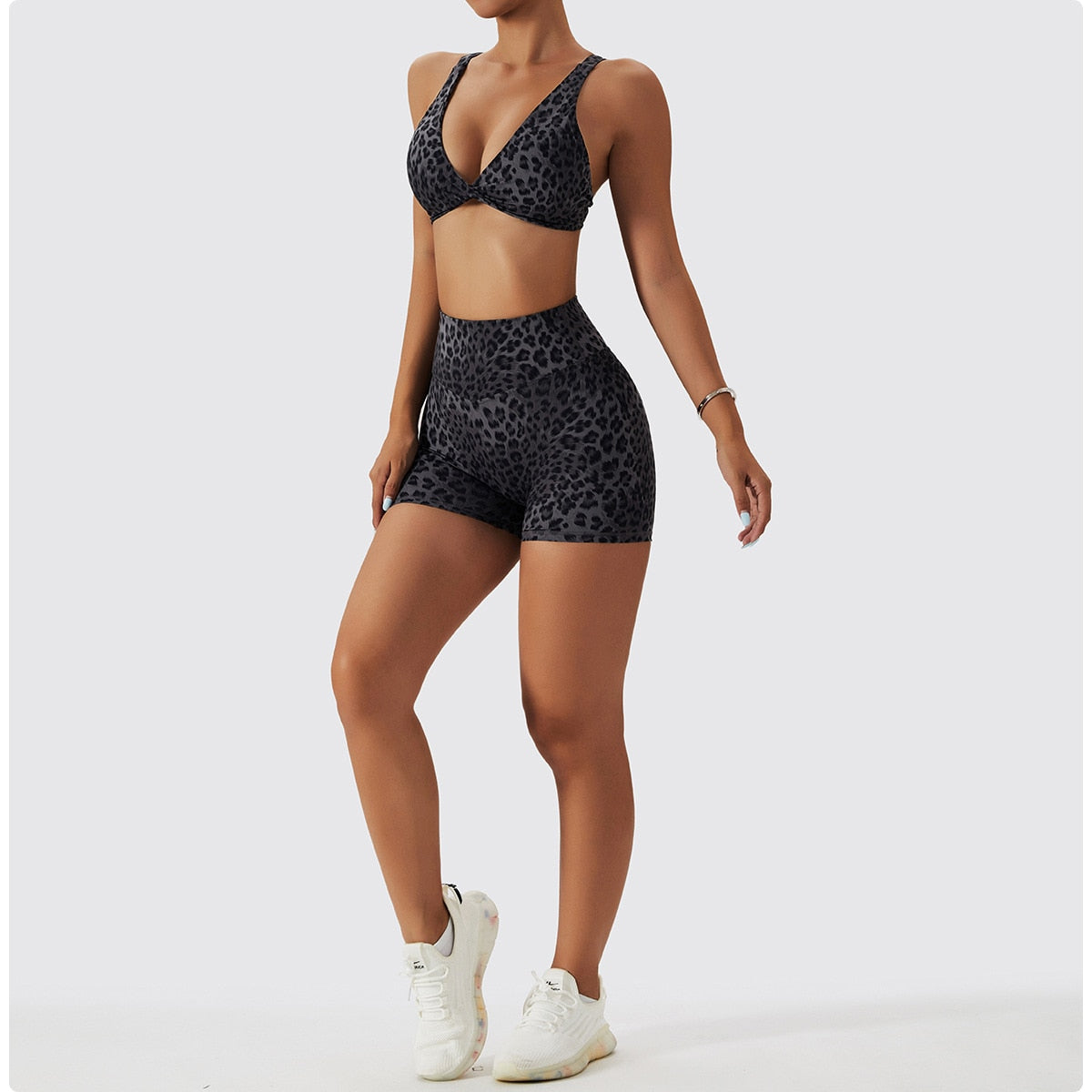 Agility Front Twist Leopard Sports Bra