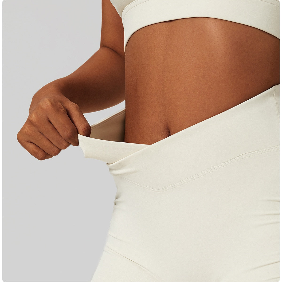 Renewal Seamless Cross-Waist Drawstring Biker Shorts