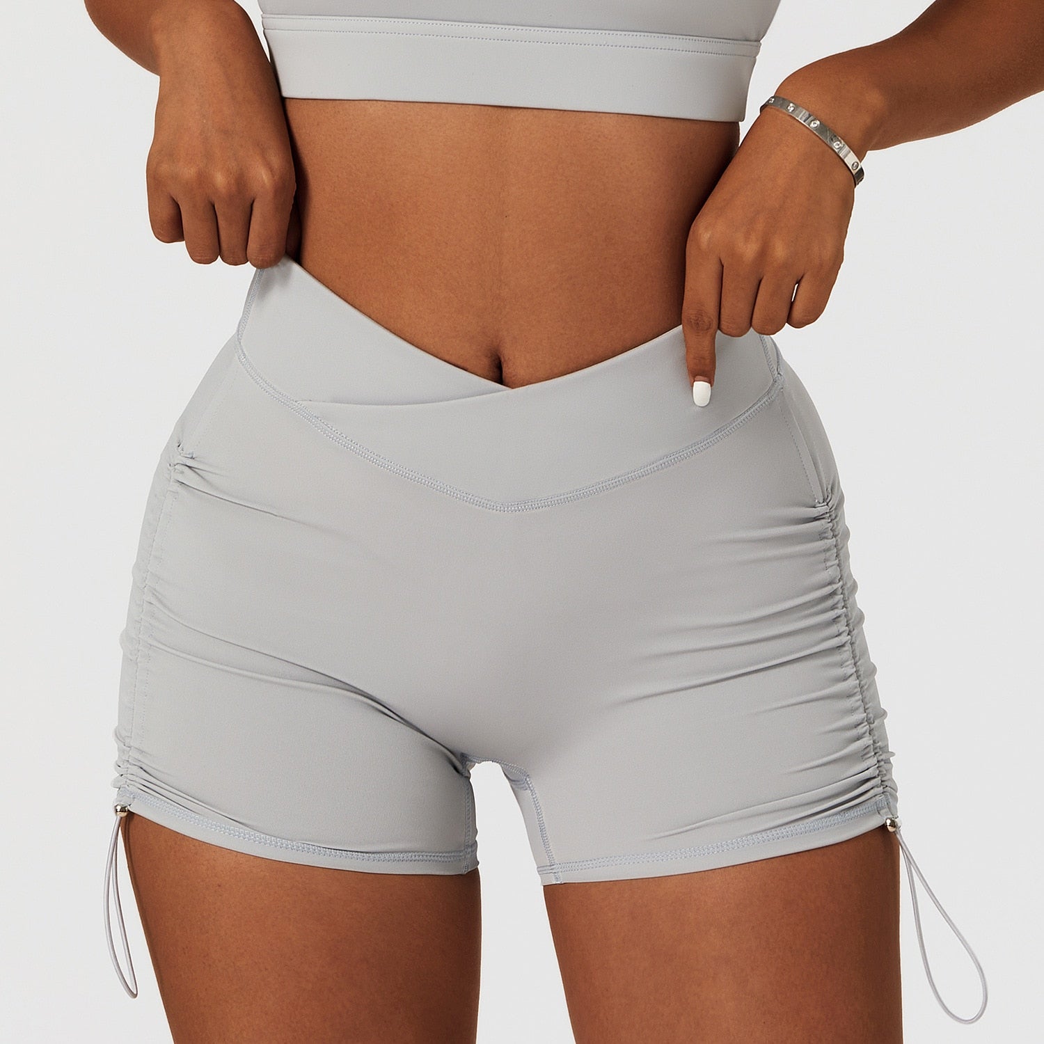 Renewal Seamless Cross-Waist Drawstring Biker Shorts