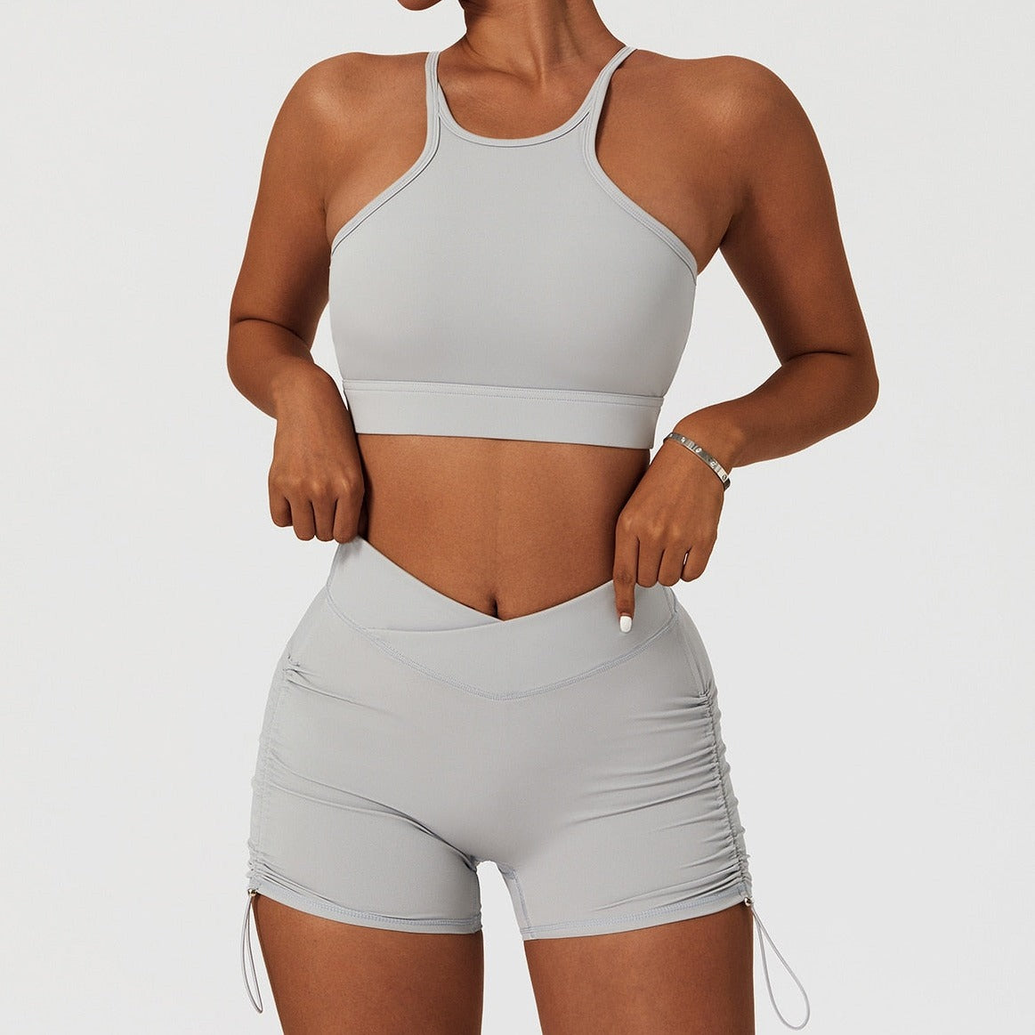 Renewal Seamless Cross-Waist Drawstring Biker Shorts