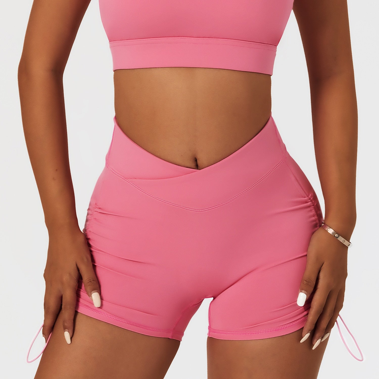 Renewal Seamless Cross-Waist Drawstring Biker Shorts