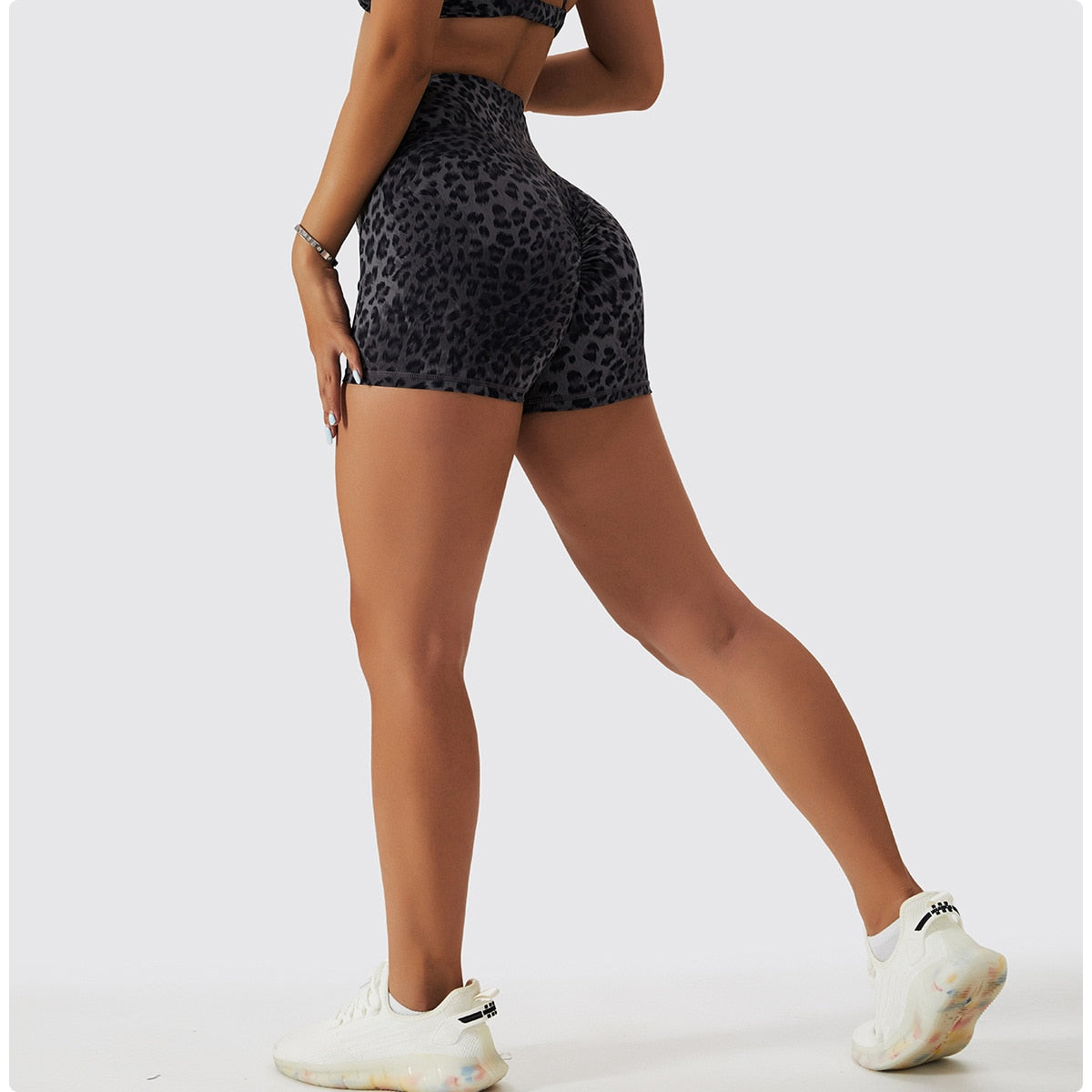 Agility Scrunch Butt Leopard Biker Shorts