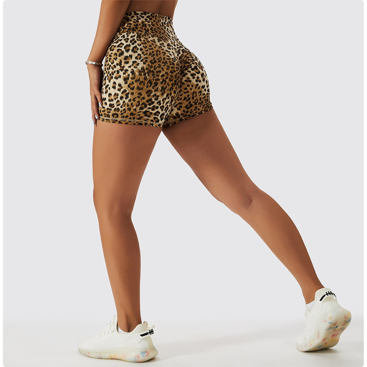 Agility Scrunch Butt Leopard Biker Shorts