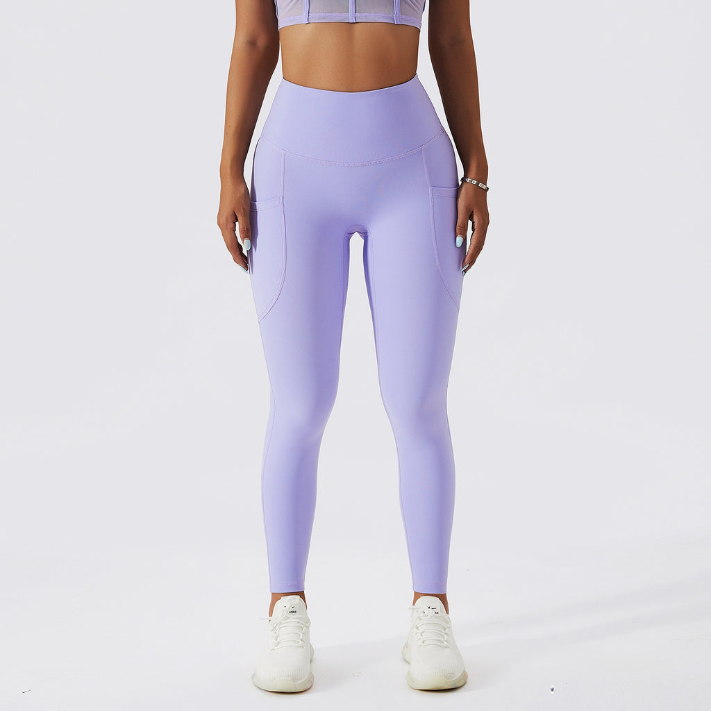 Lavender Clouds High Waist Yoga Leggings with pockets